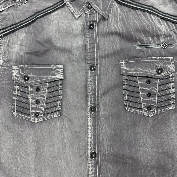 Roar Mens XL Gray Aviation Edition Eagle Long Sleeve Button Up Shirt - Picture 3 of 8